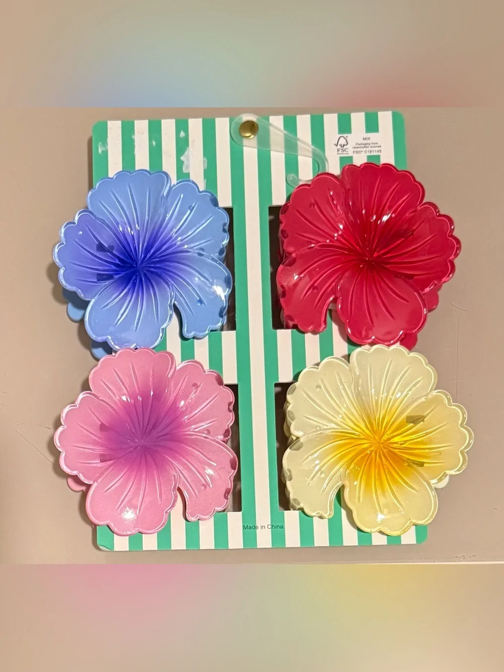 Piper K Colorful Flower Hair Clips Set of 4